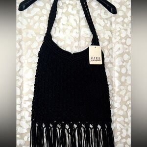NWT Ana Crochet Shopper Purse Black